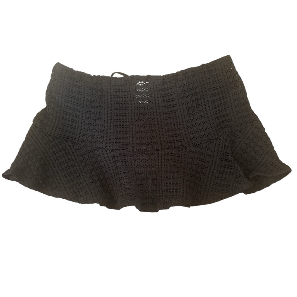 Wild Fable Black crochet boho micro mini swim cover up beach pool Skirt Medium